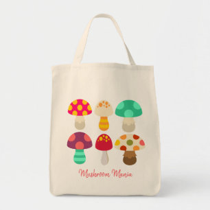 Cute colourful mushrooms tote bag