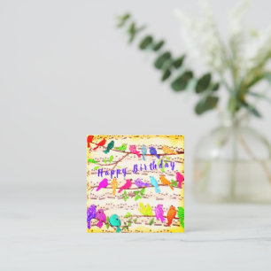 Cute Colourful Musical Bird Birthday Card