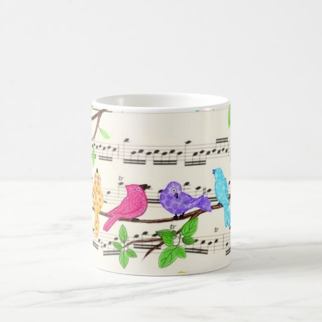 Cute Colourful Musical Birds Mug (Center)