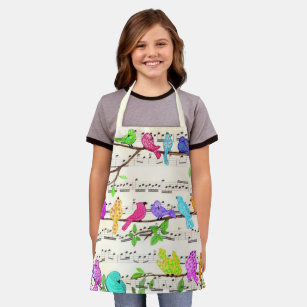 Cute Colourful Musical Birds Symphony - Happy Song Apron