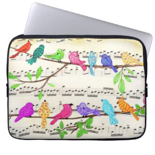 Cute Colourful Musical Birds Symphony - Happy Song Laptop Sleeve