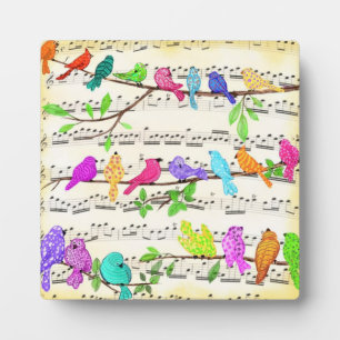 Cute Colourful Musical Birds Symphony - Happy Song Plaque