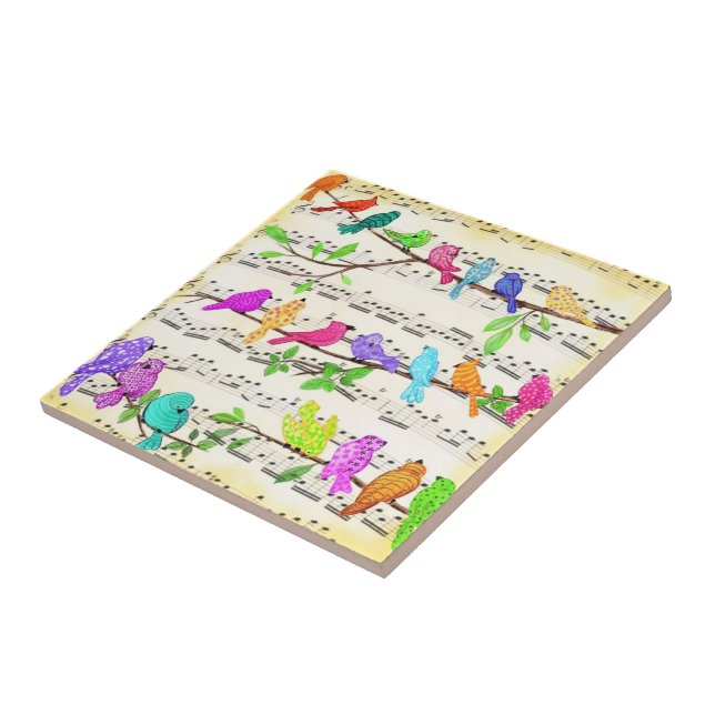 Cute Colourful Musical Birds Symphony - Happy Song Tile (Side)