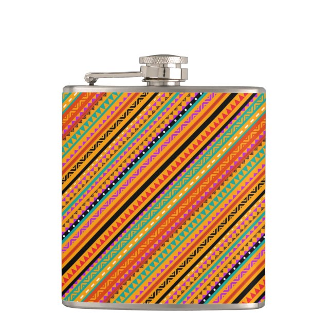 Cute colourful native aztec patterns design hip flask (Front)