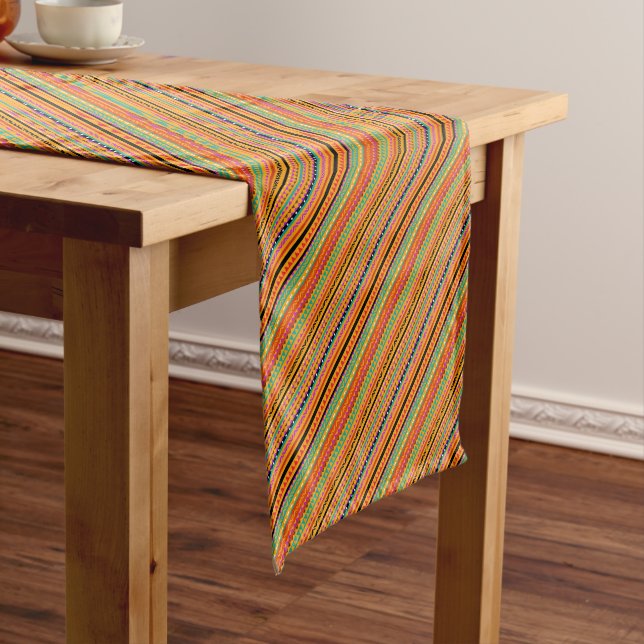 Cute colourful native aztec patterns design short table runner (In Situ)