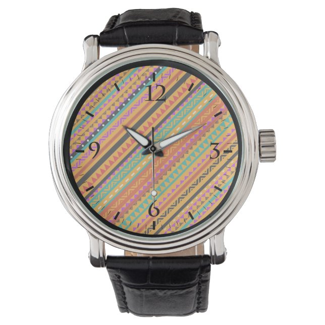 Cute colourful native aztec patterns design watch (Front)
