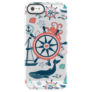 Cute Colourful Nautical Boat Wheel Pattern Clear iPhone SE/5/5s Case