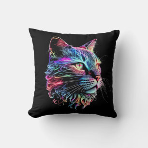 Cute Colourful Neon Cat Cushion