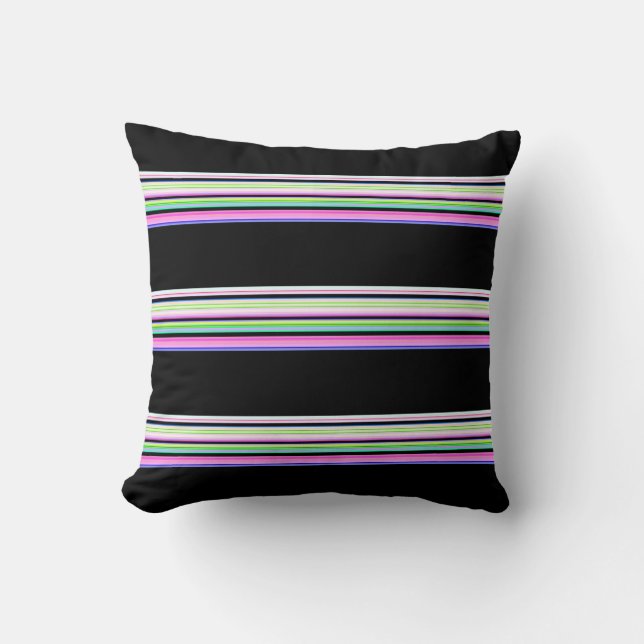 Cute colourful neon stripes cushion (Front)