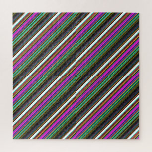 Cute colourful neon stripes jigsaw puzzle