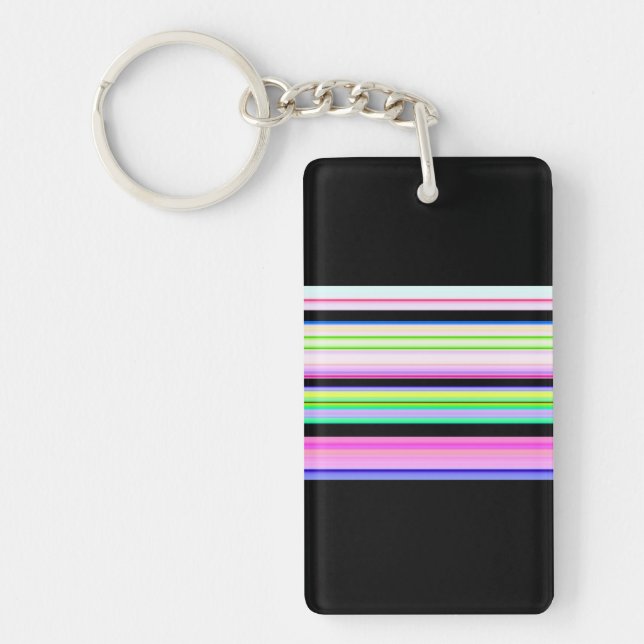 Cute colourful neon stripes key ring (Front)