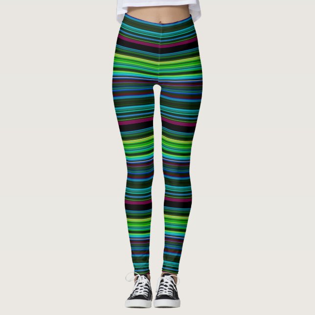 Cute colourful neon stripes leggings (Front)