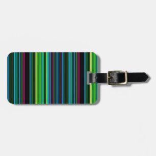 Cute colourful neon stripes luggage tag