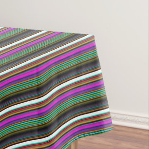 Cute colourful neon stripes tablecloth