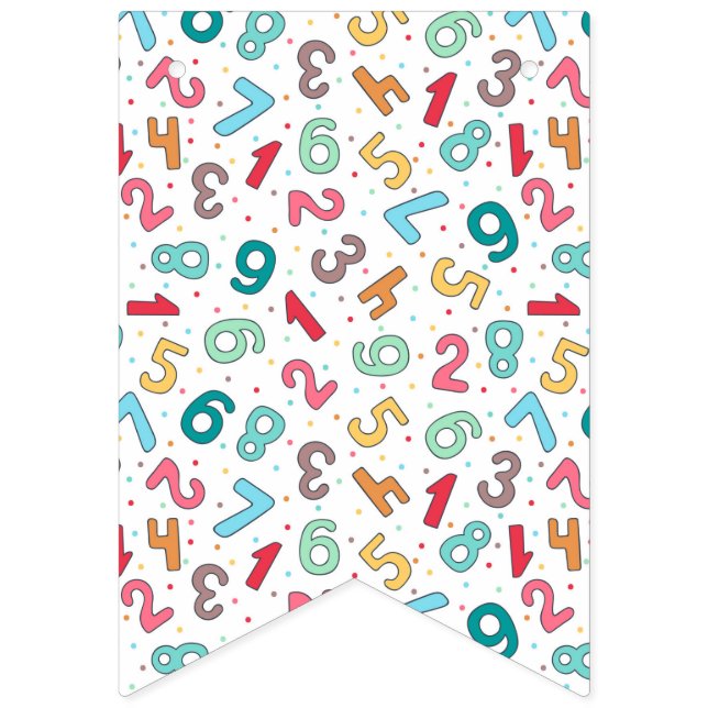 Cute Colourful Numbers Pattern Kids Birthday Bunting (First Flag)