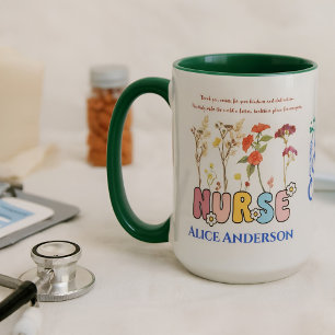 Cute Colourful Nurse Christmas Gift Custom Name Mug