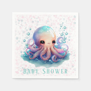 Cute Colourful Octopus Baby Shower Napkin