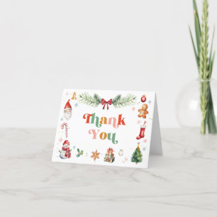 Cute Colourful Oh What Fun Christmas Birthday Thank You Card