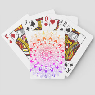 Cute Colourful Ombre Mandala Flower Design  Playing Cards