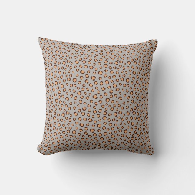 Cute colourful orange brown cheetah print monogram cushion (Front)