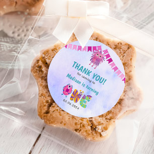 Cute Colourful Our Little Monster Birthday  Classic Round Sticker