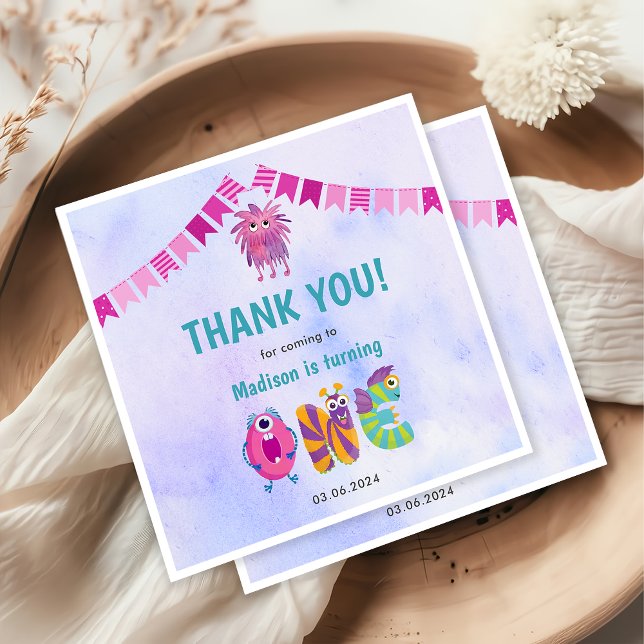 Cute Colourful Our Little Monster Birthday Party  Napkin (Creator Uploaded)