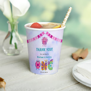Cute Colourful Our Little Monster Birthday Party Paper Cups