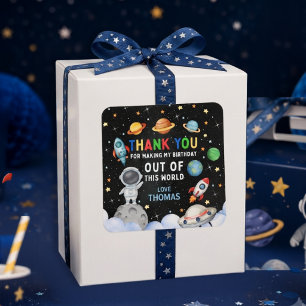 Cute Colourful Out Of This World Thank You Birthda Square Sticker