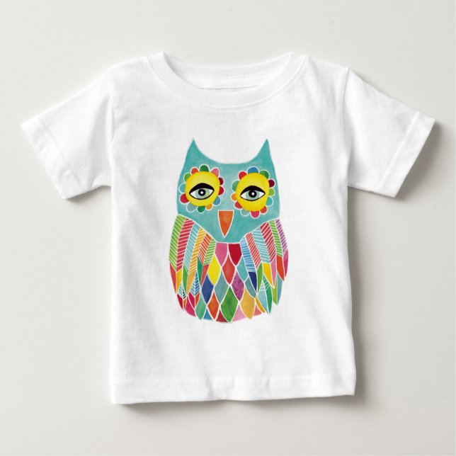 Cute Colourful Owl Baby T-Shirt (Front)
