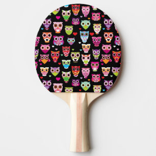 cute colourful owl kids pattern ping pong paddle