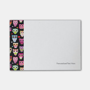 cute colourful owl kids pattern post-it notes