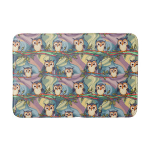 Cute Colourful Owl Pattern Bath Mat