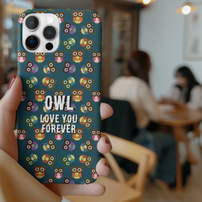 Cute Colourful Owl Pattern Choose Background Colou Case-Mate iPhone Case (Creator Uploaded)