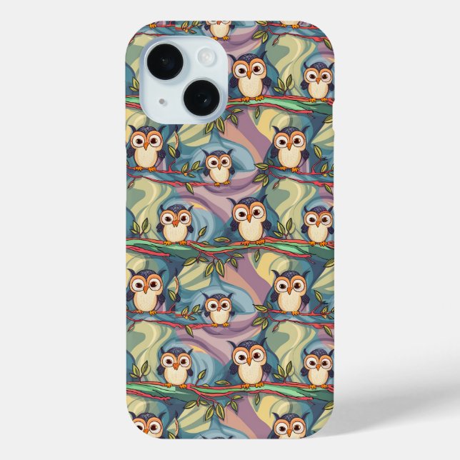 Cute Colourful Owl Pattern Phone Case (Back)
