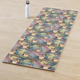 Cute Colourful Owl Pattern Yoga Mat
