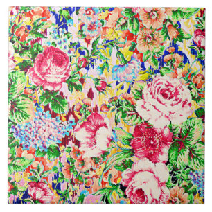Cute colourful painting roses tile