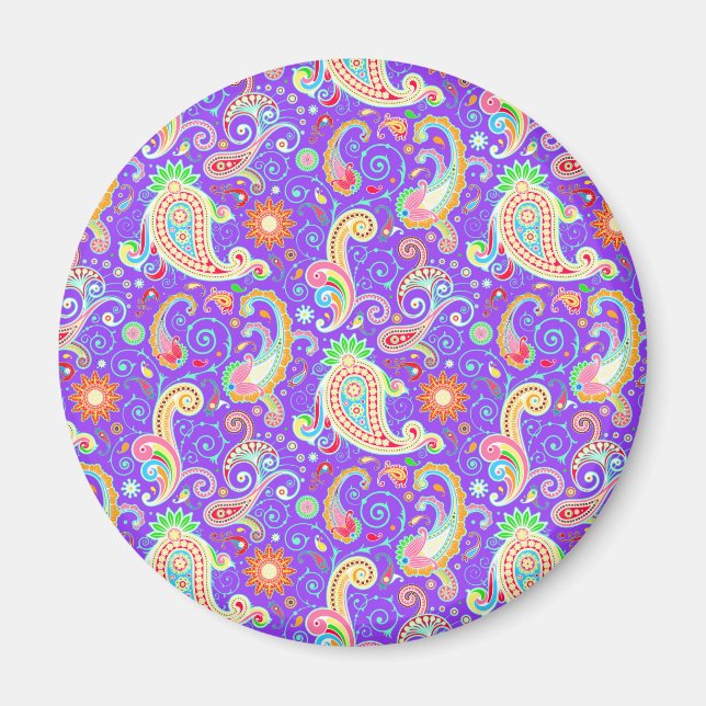 Cute colourful paisley pattern magnet (Front)