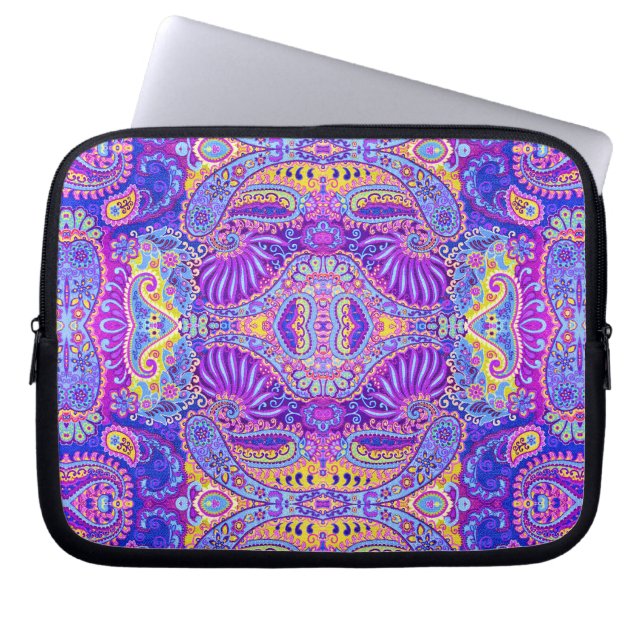 Cute Colourful paisley pattern Mug Laptop Sleeve (Front)