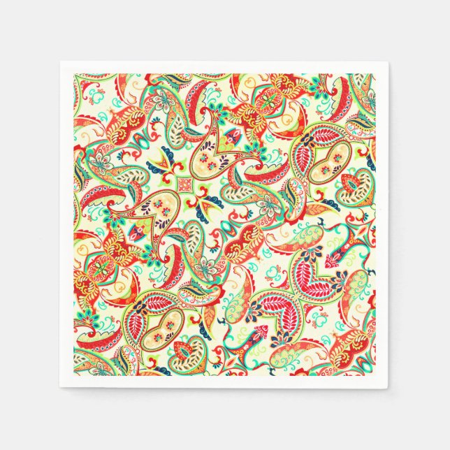 Cute colourful paisley pattern napkin (Front)