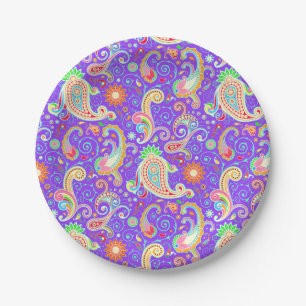 Cute colourful paisley pattern paper plate