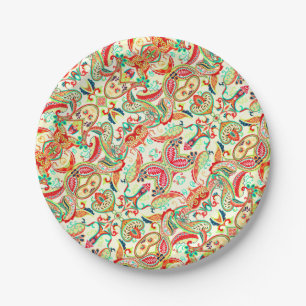 Cute colourful paisley pattern paper plate
