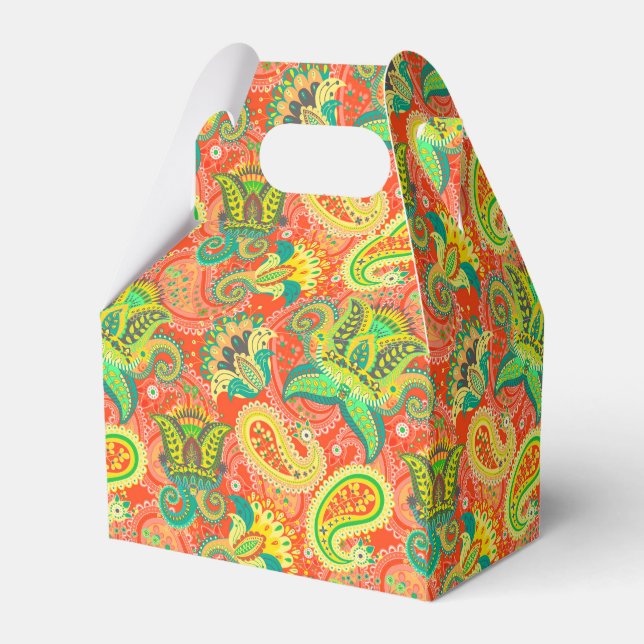 Cute colourful paisley patterns favour box (Back Side)