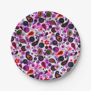 Cute colourful paisley patterns paper plate