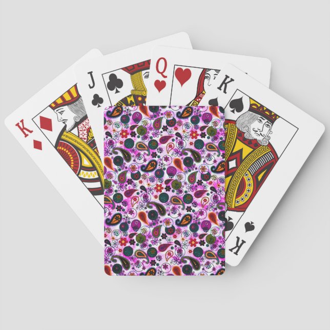 Cute colourful paisley patterns playing cards (Back)