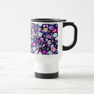 Cute colourful paisley patterns travel mug