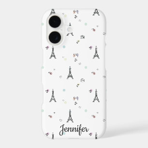 Cute Colourful Paris Travel Pattern with Name