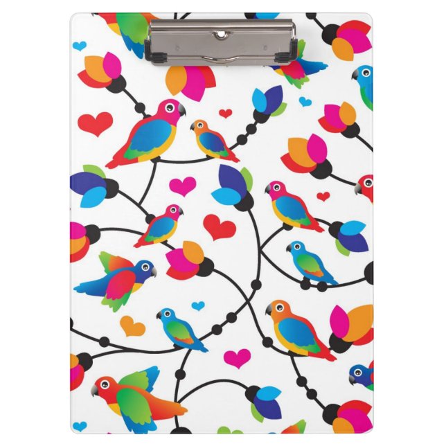 cute colourful parrot bird clipboard (Front)
