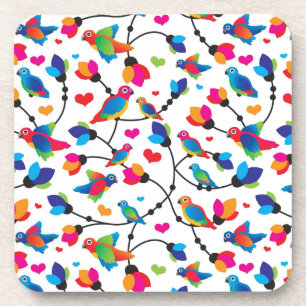 cute colourful parrot bird coaster