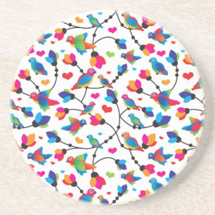 cute colourful parrot bird coaster