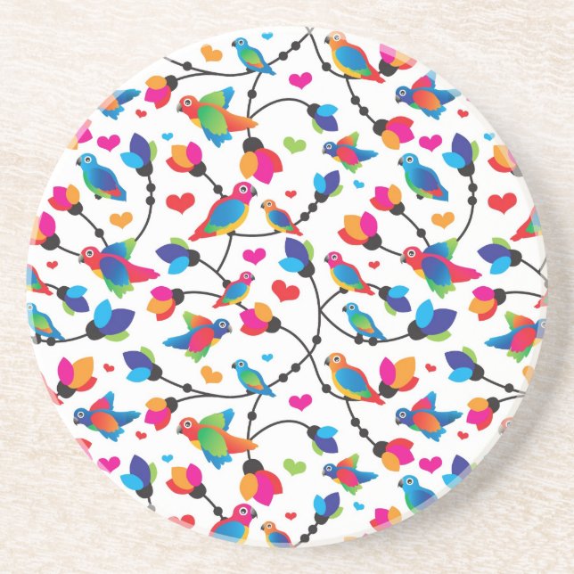 cute colourful parrot bird coaster (Front)